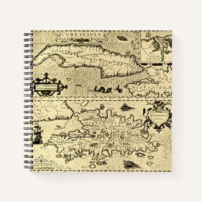 Map of Cuba and Hispaniola Notebook (Front)