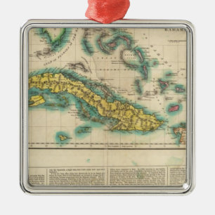 Map Of Cuba And The Bahama Islands Metal Ornament