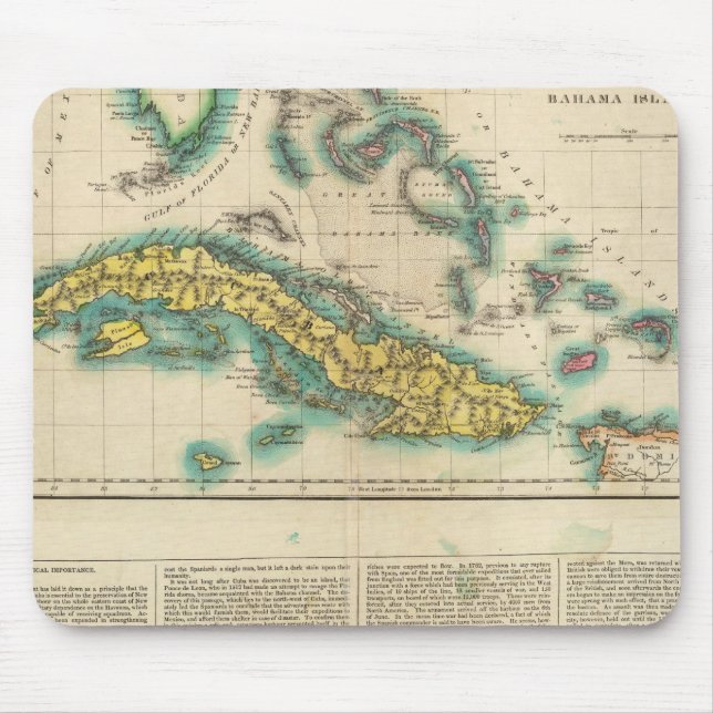 Map Of Cuba And The Bahama Islands Mouse Pad (Front)
