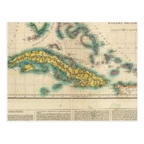 Map Of Cuba And The Bahama Islands Postcard