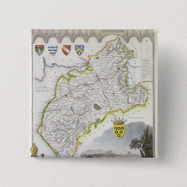 Map of Cumberland, from 'Moule's English Button (Front)