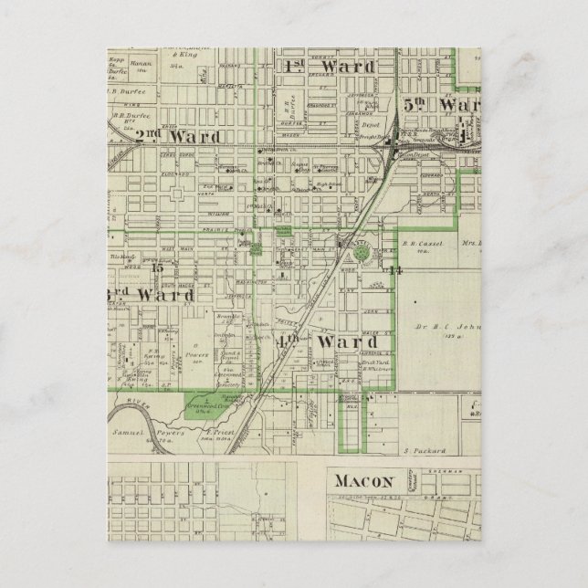 Map of Decatur City, and Sullivan and Macon Postcard (Front)