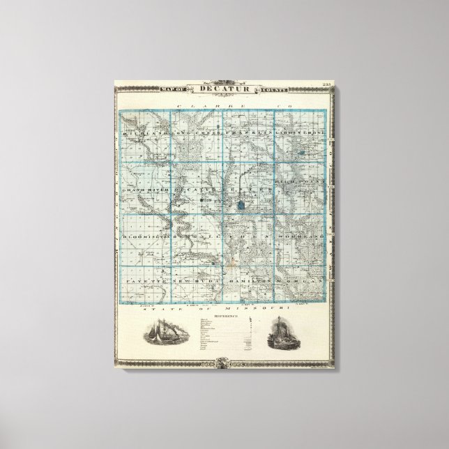 Map of Decatur County, State of Iowa Canvas Print (Front)