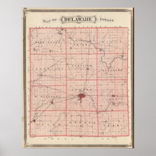 Map of Delaware County Poster
