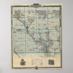 Map of Delaware County, State of Iowa Poster