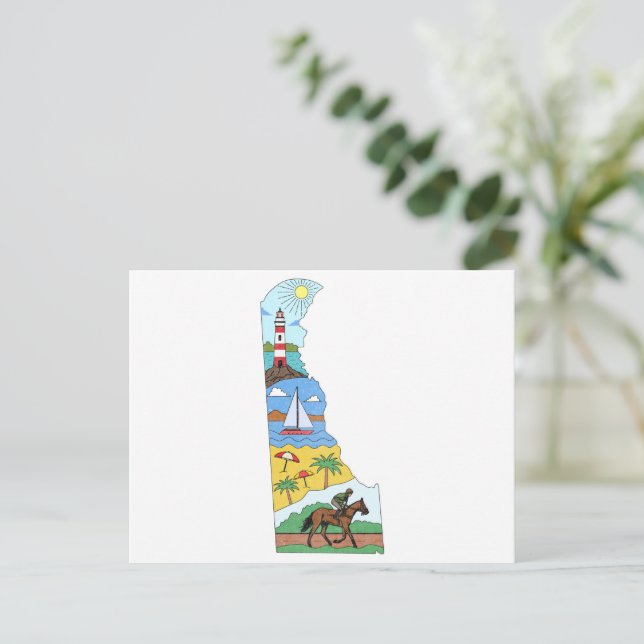 Map Of Delaware Sea Beach National Parks Postcard (Standing Front)