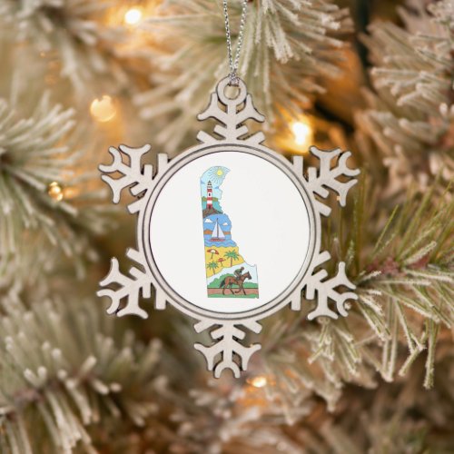 Map Of Delaware Sea Beach National Parks Snowflake Pewter Christmas Ornament