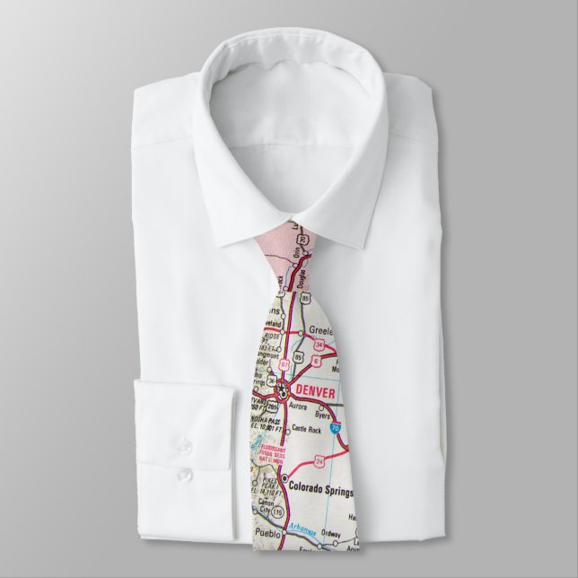 map of Denver Colorado area Neck Tie (Tied)