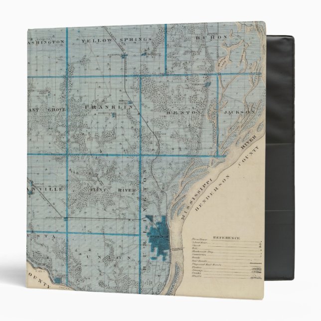 Map of Des Moines County, State of Iowa 3 Ring Binder (Front/Inside)