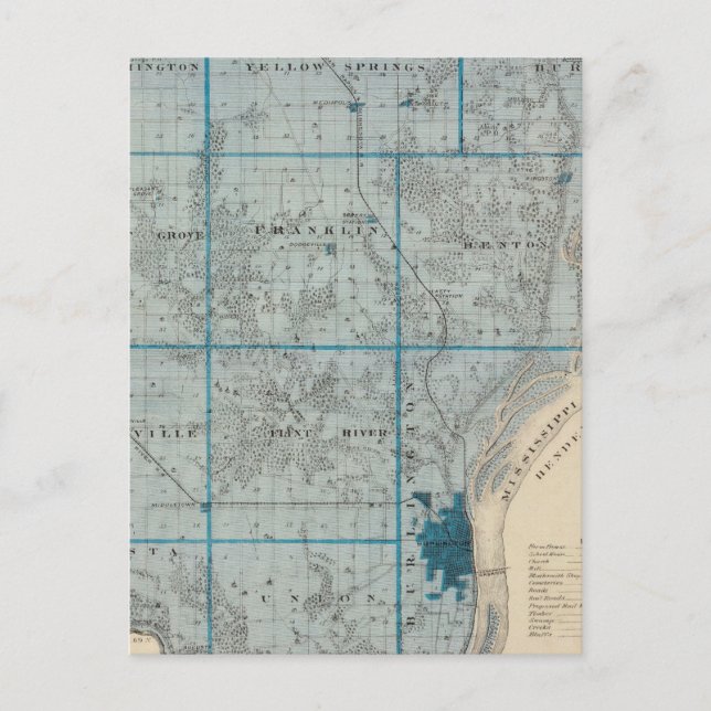 Map of Des Moines County, State of Iowa Postcard (Front)