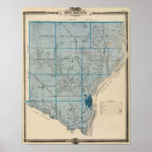 Map of Des Moines County, State of Iowa Poster