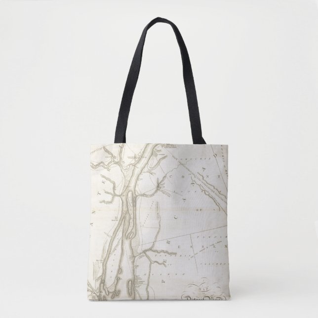 Map of Detroit River Tote Bag (Front)