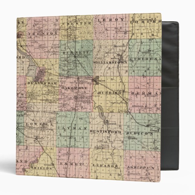 Map of Dodge County, State of Wisconsin 3 Ring Binder (Front/Inside)