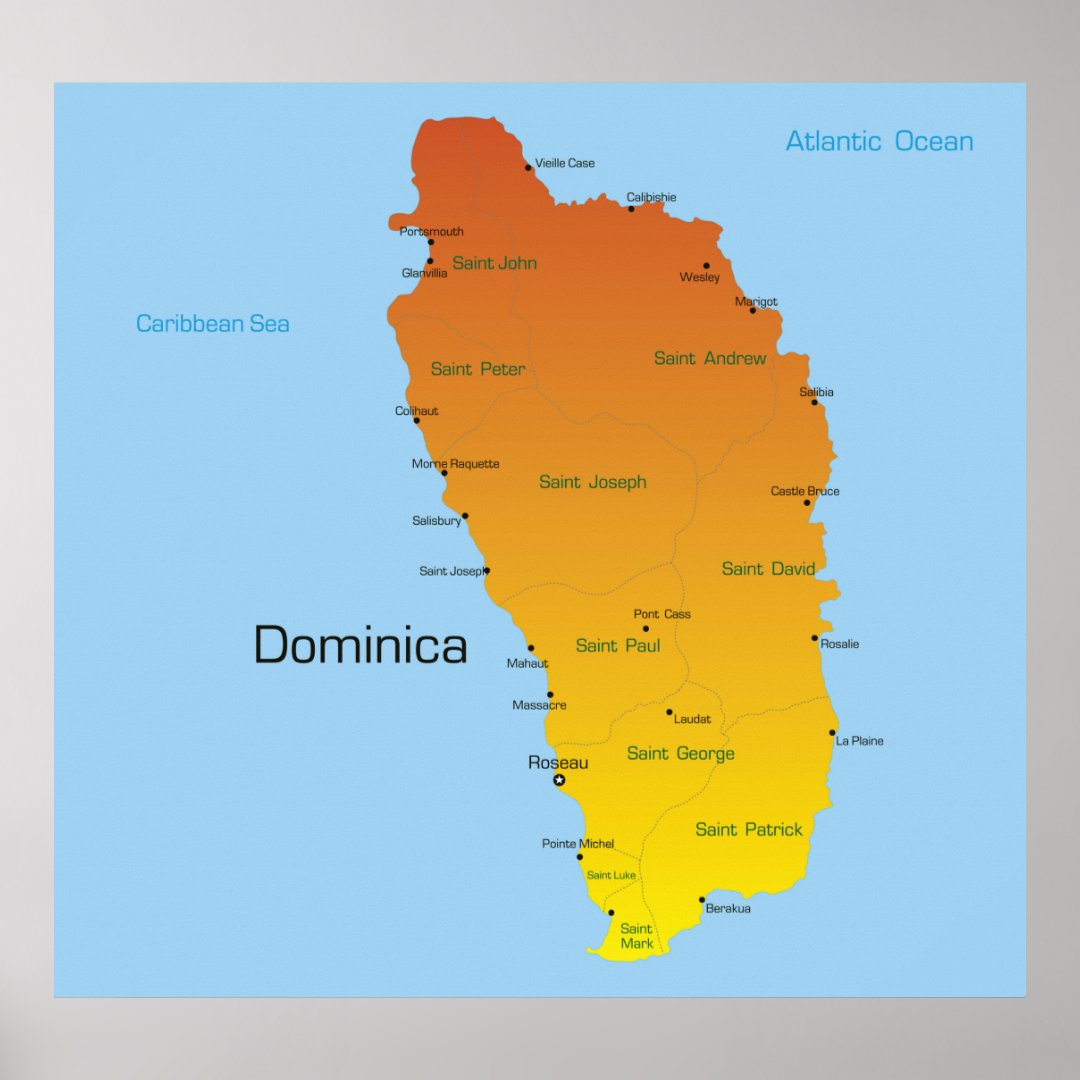 Map Of Dominica Poster | Zazzle