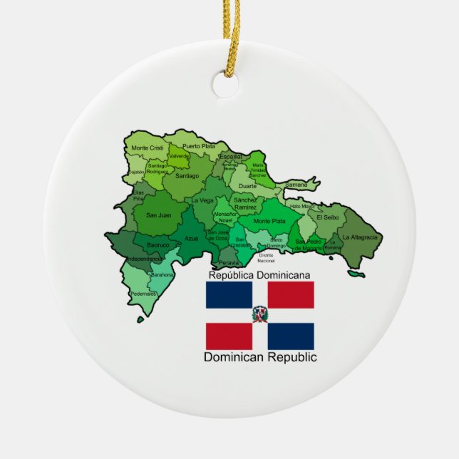 Map of Dominican Republic Ceramic Ornament (Front)