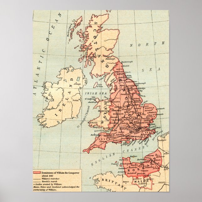Map of Dominions of William the Conqueror Poster (Front)