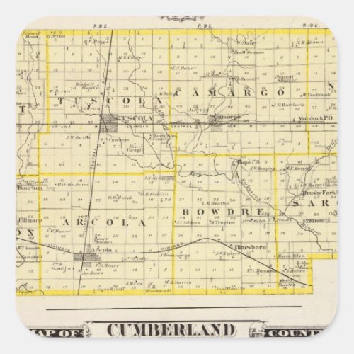 Map of Douglas County Map of Cumberland County Square Sticker