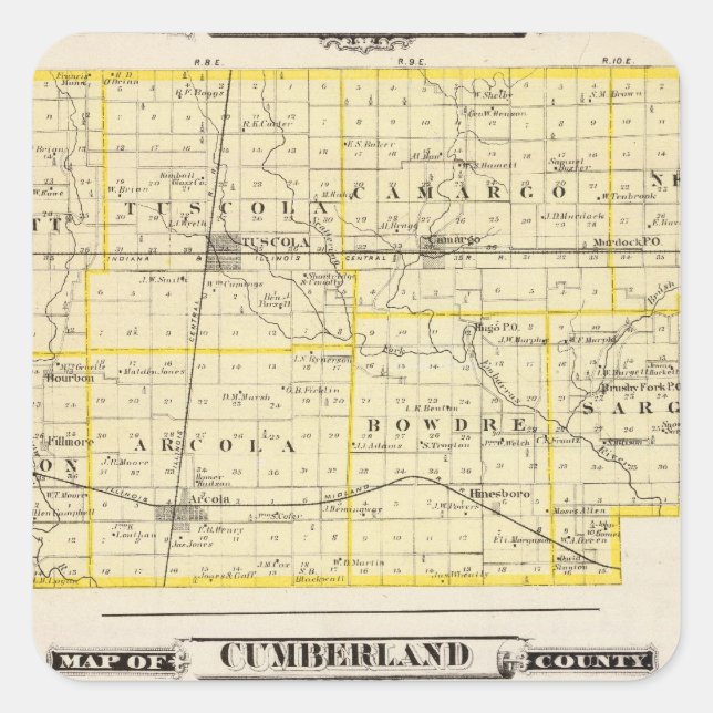 Map of Douglas County Map of Cumberland County Square Sticker (Front)