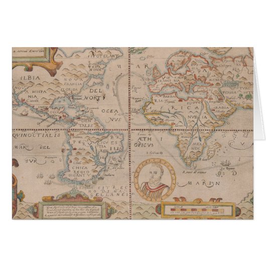 Map of Drake's Circumnavigation of the Globe Cards (Front Horizontal)