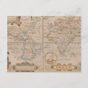 Map of Drake's Circumnavigation of the Globe Postcard