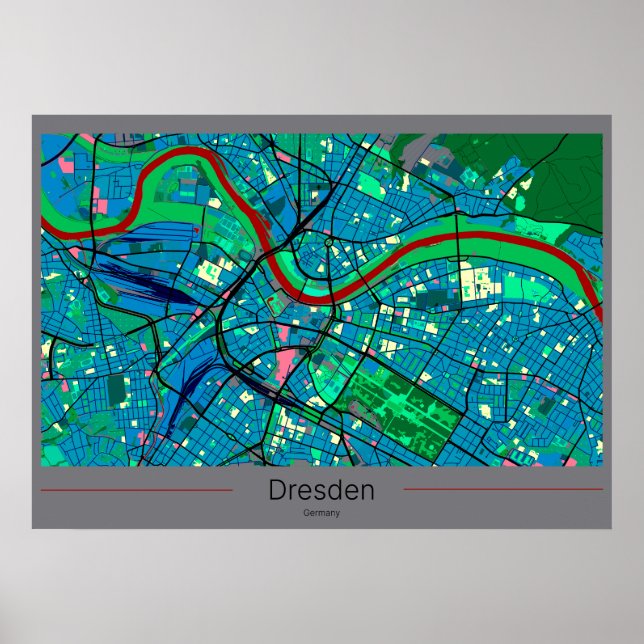map of Dresden aka Elb Florence Poster (Front)