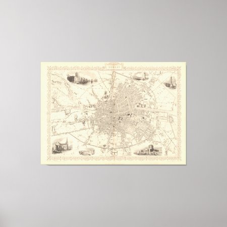 Map Of Dublin, Ireland Canvas Print