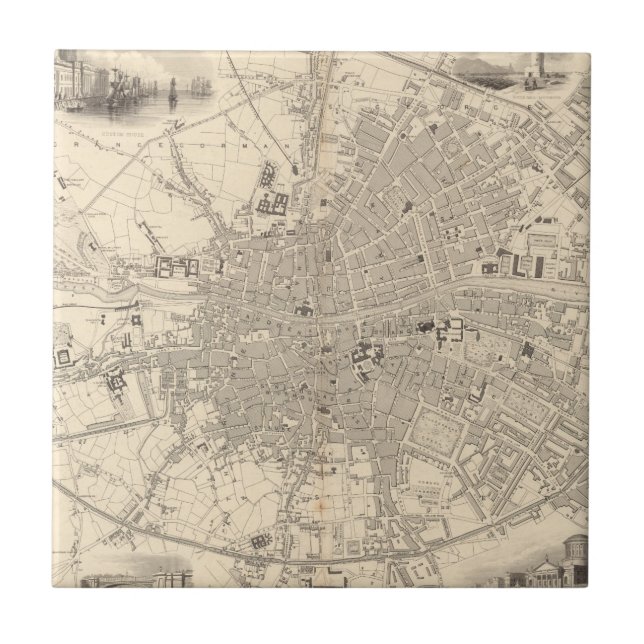 Map of Dublin, Ireland Ceramic Tile (Front)