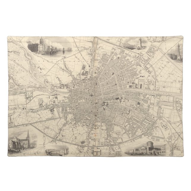 Map of Dublin, Ireland Cloth Placemat (Front)