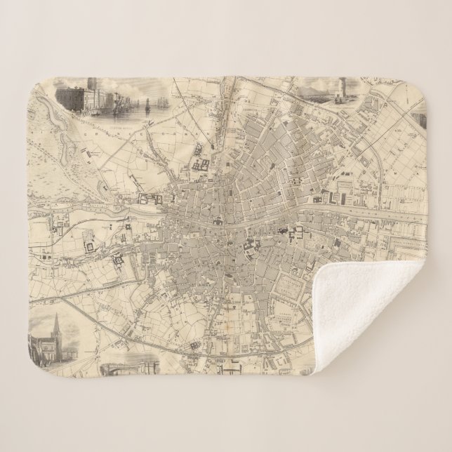 Map of Dublin, Ireland Sherpa Blanket (Front (Horizontal))