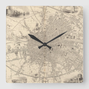 Map of Dublin, Ireland Square Wall Clock