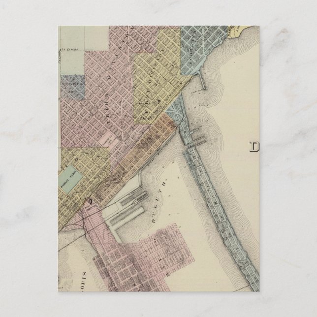 Map of Duluth, St. Louis County, Minnesota Postcard (Front)