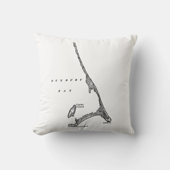 Map of Duxbury Beach Saquish Massachusetts Throw Pillow (Front)
