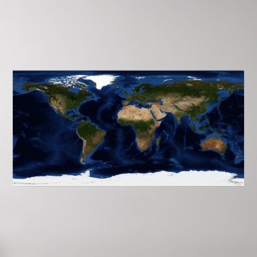 Map of Earth Satellite Topo_Bathymetry Poster