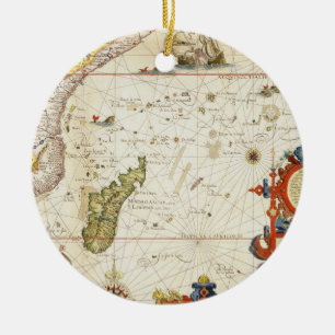 Map of East Africa and Madagascar, 1596 (hand colo Ceramic Ornament
