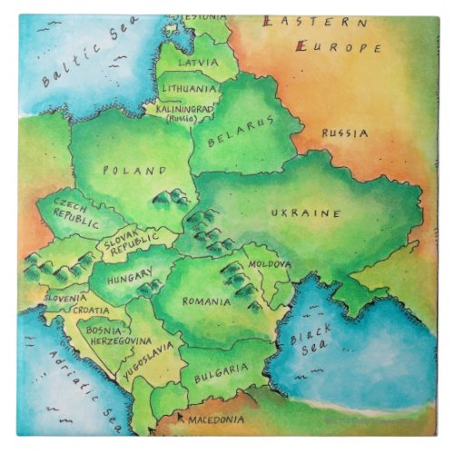 Map of Eastern Europe Ceramic Tile