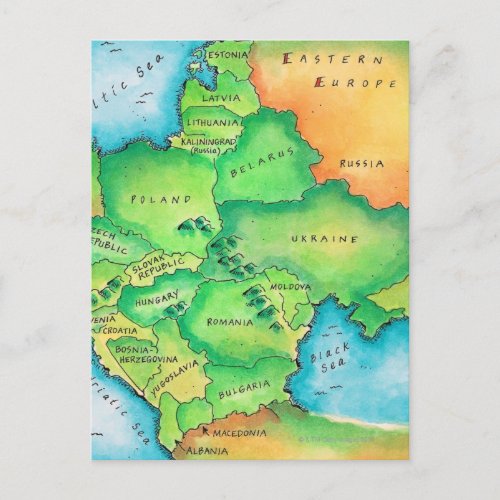 Map of Eastern Europe Postcard