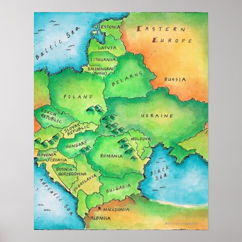 Map of Eastern Europe Poster