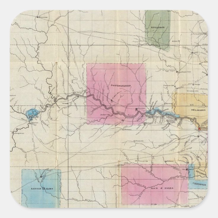 Map Of Eastern Kansas Square Sticker Zazzle 5575