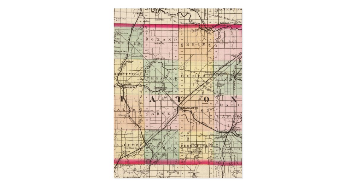 Map of Eaton County, Michigan Postcard