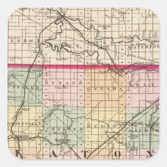 Map Of Eaton County, Michigan Square Sticker 