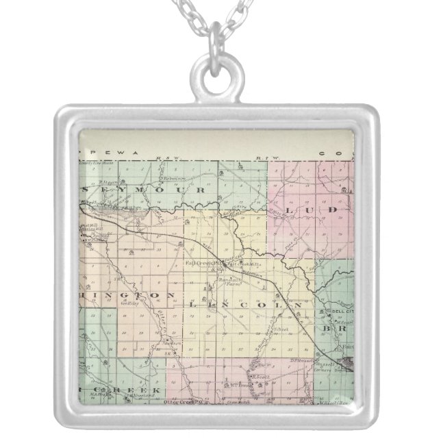 Map of Eau Claire County, State of Wisconsin Silver Plated Necklace (Front)