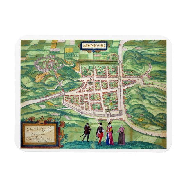 Map of Edinburgh, from 'Civitates Orbis Terrarum' Magnet (Horizontal)