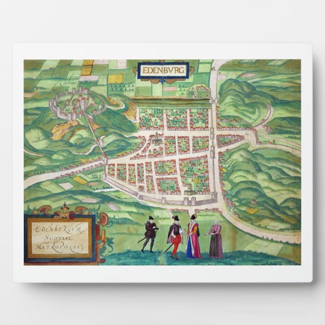 Map of Edinburgh, from 'Civitates Orbis Terrarum' Plaque (Front)