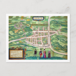 Map of Edinburgh, from 'Civitates Orbis Terrarum' Postcard