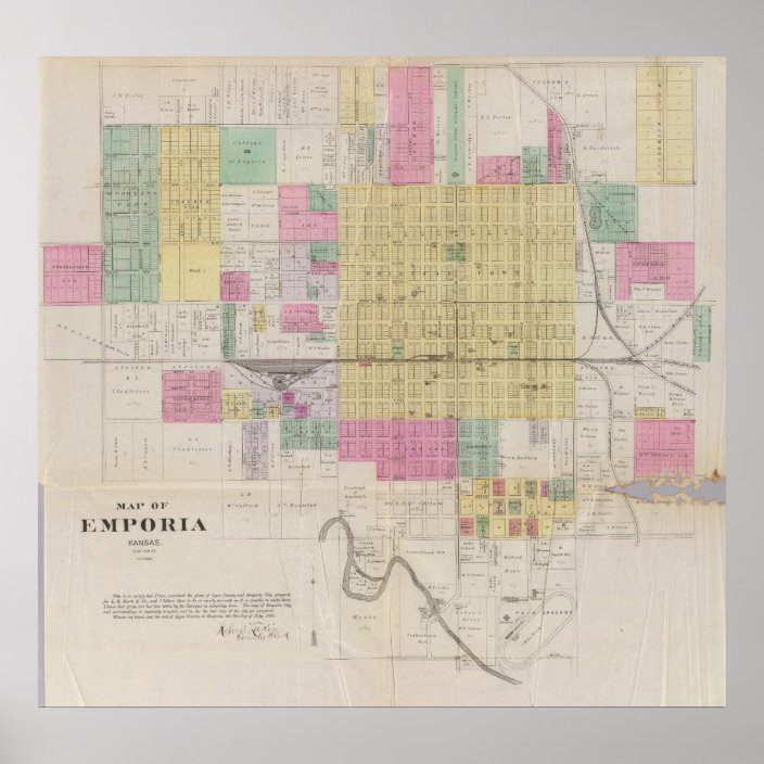 Map of Emporia, Kansas Poster