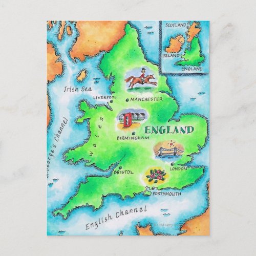 Map of England Postcard