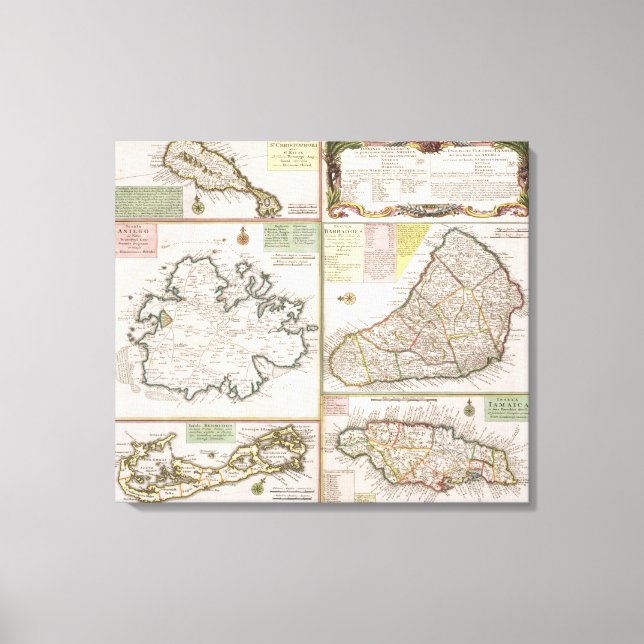 Map of English Colonies in the Caribbean, pub. by Canvas Print (Front)