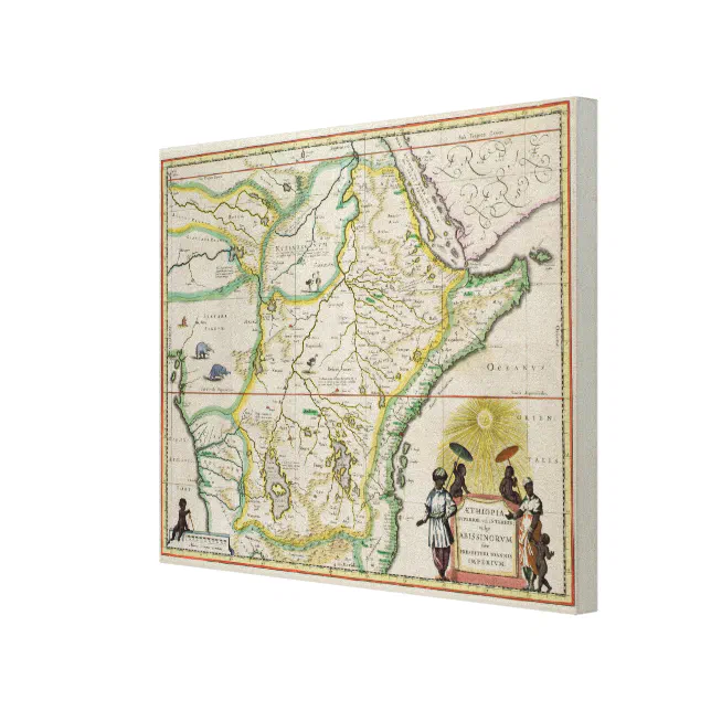 Map Of Ethiopia Showing Five African States Canvas Print 