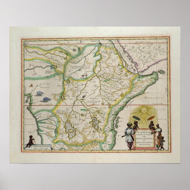 Map of Ethiopia showing five African states Poster (Front)