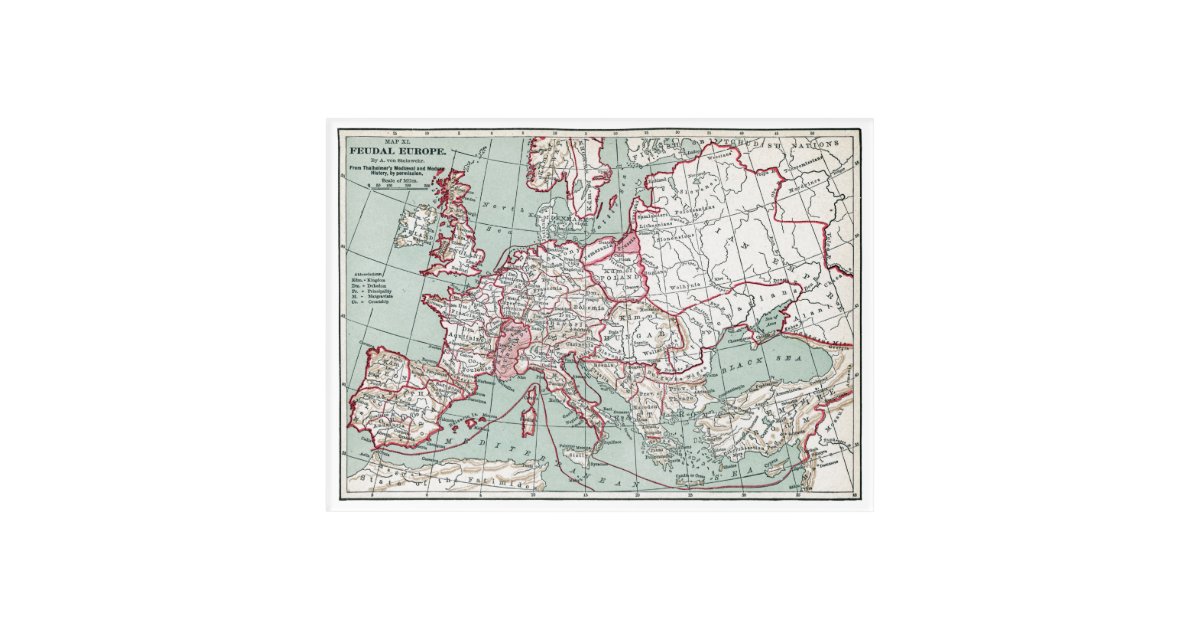 MAP OF EUROPE, 12th CENTURY Acrylic Print Zazzle